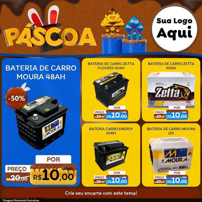 Modelo de Rede Social para Feed Facebook com o tema Páscoa para Baterias Elétricas