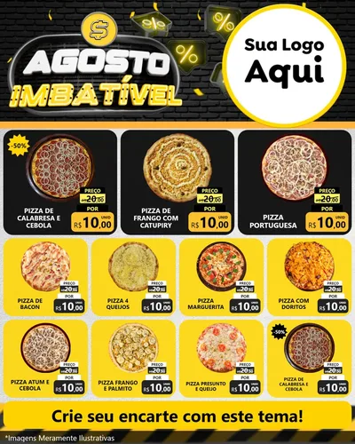 Modelo de Rede Social para Feed Instagram com o tema Agosto Imbatível para Pizzaria