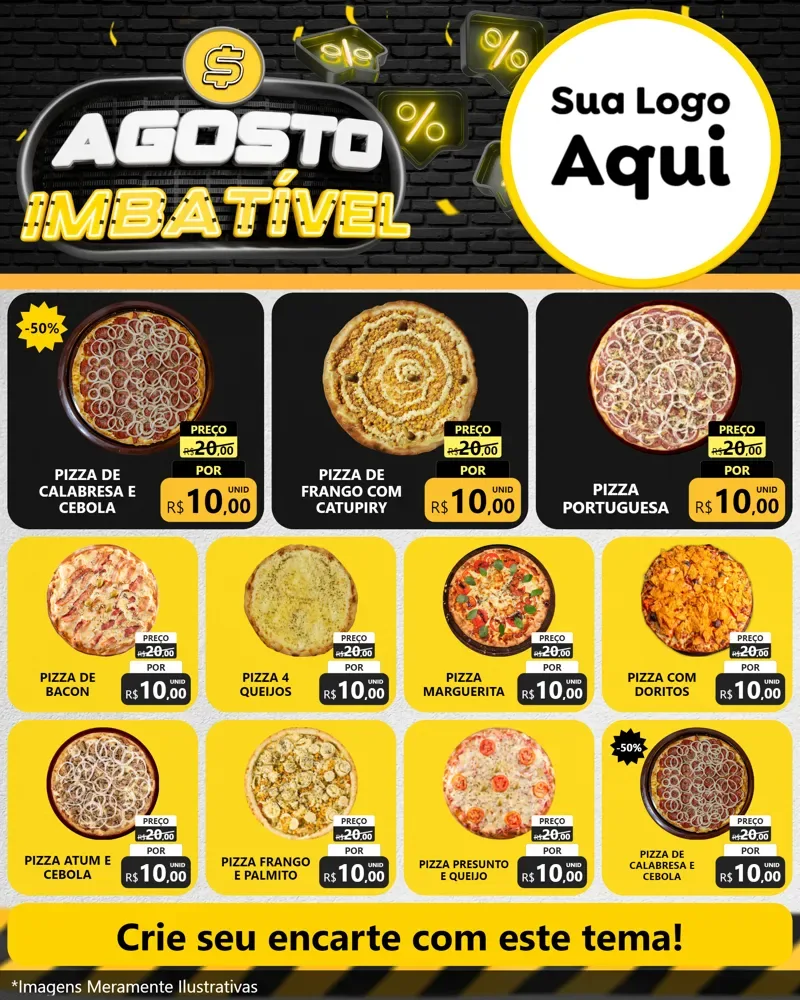 Modelo de Rede Social para Feed Instagram com o tema Agosto Imbatível para Pizzaria