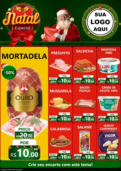 Modelo de Encarte para Encarte A4 Vertical com o tema Natal Especial para Frios e Laticínios
