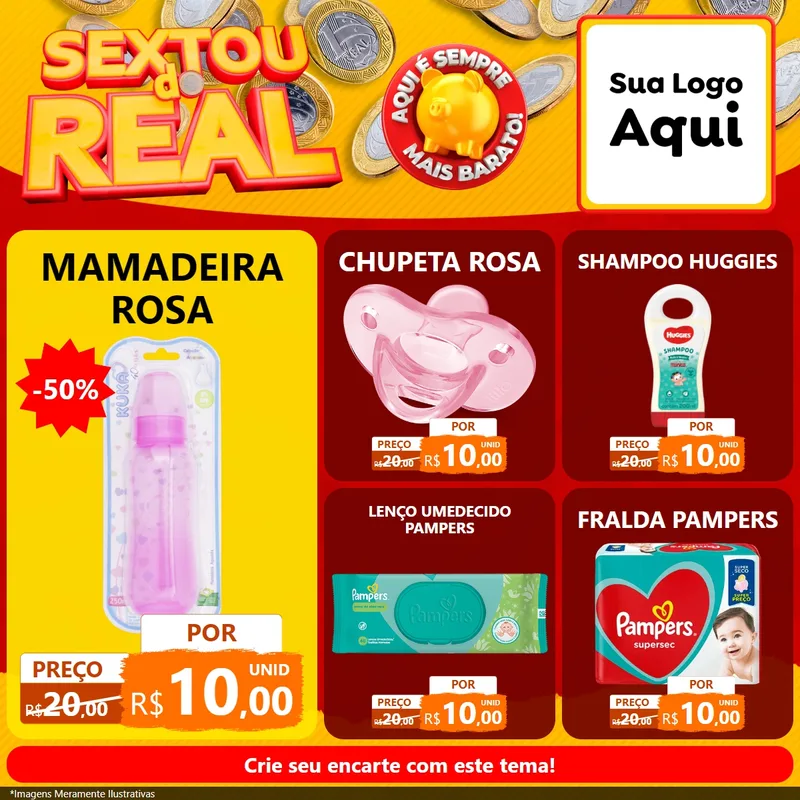 Modelo de Rede Social para Feed Facebook com o tema Sextou do Real para Bebês