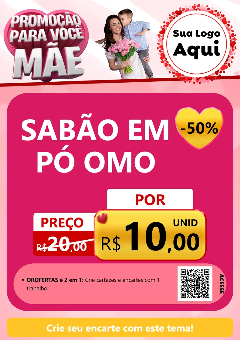 Modelo de Cartaz para Cartaz A4 Vertical com o tema Promoção Para Você Mãe para Produtos de Limpeza