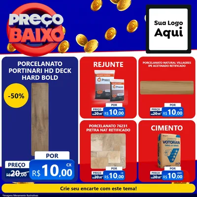 Modelo de Rede Social para Feed Facebook com o tema Preço Baixo para Pisos e revestimentos
