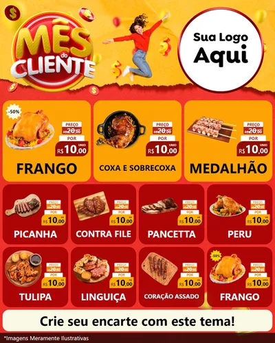Modelo de Rede Social para Feed Instagram com o tema Mês do Cliente para Assados
