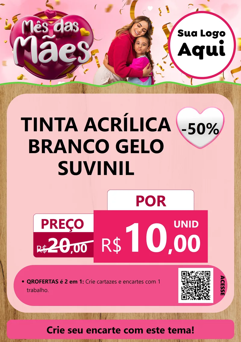 Modelo de Cartaz para Cartaz A4 Vertical com o tema Mês das Mães para Tintas e Ferramentas