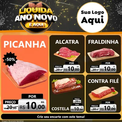 Modelo de Rede Social para Feed Facebook com o tema Liquida Ano Novo É Aqui! para Açougue