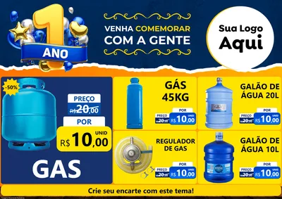 Modelo de Encarte para Encarte A4 Horizontal com o tema Um Ano de Aniversário para Água e gás