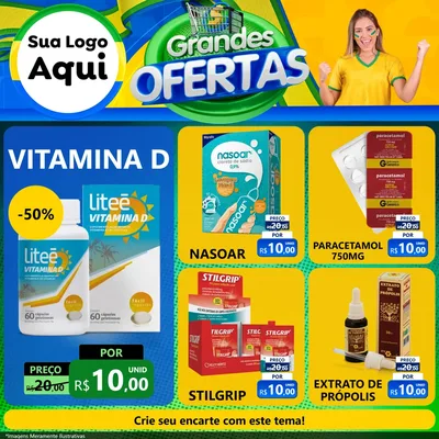 Modelo de Rede Social para Feed Facebook com o tema Grandes Ofertas para Farmácia