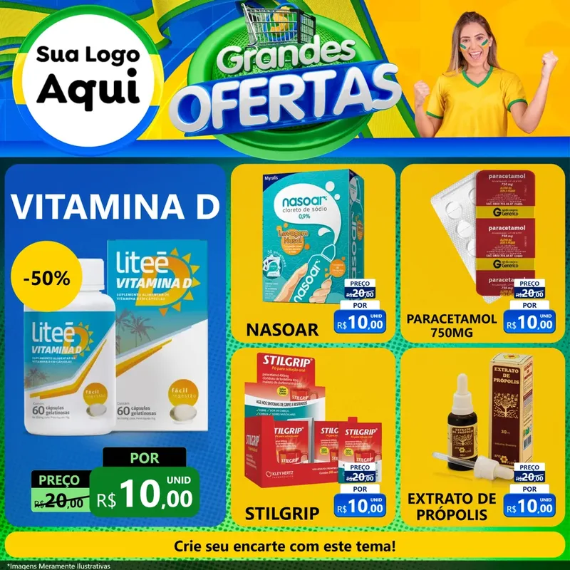 Modelo de Rede Social para Feed Facebook com o tema Grandes Ofertas para Farmácia