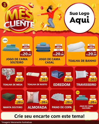 Modelo de Rede Social para Feed Instagram com o tema Mês do Cliente para Cama, Mesa e Banho