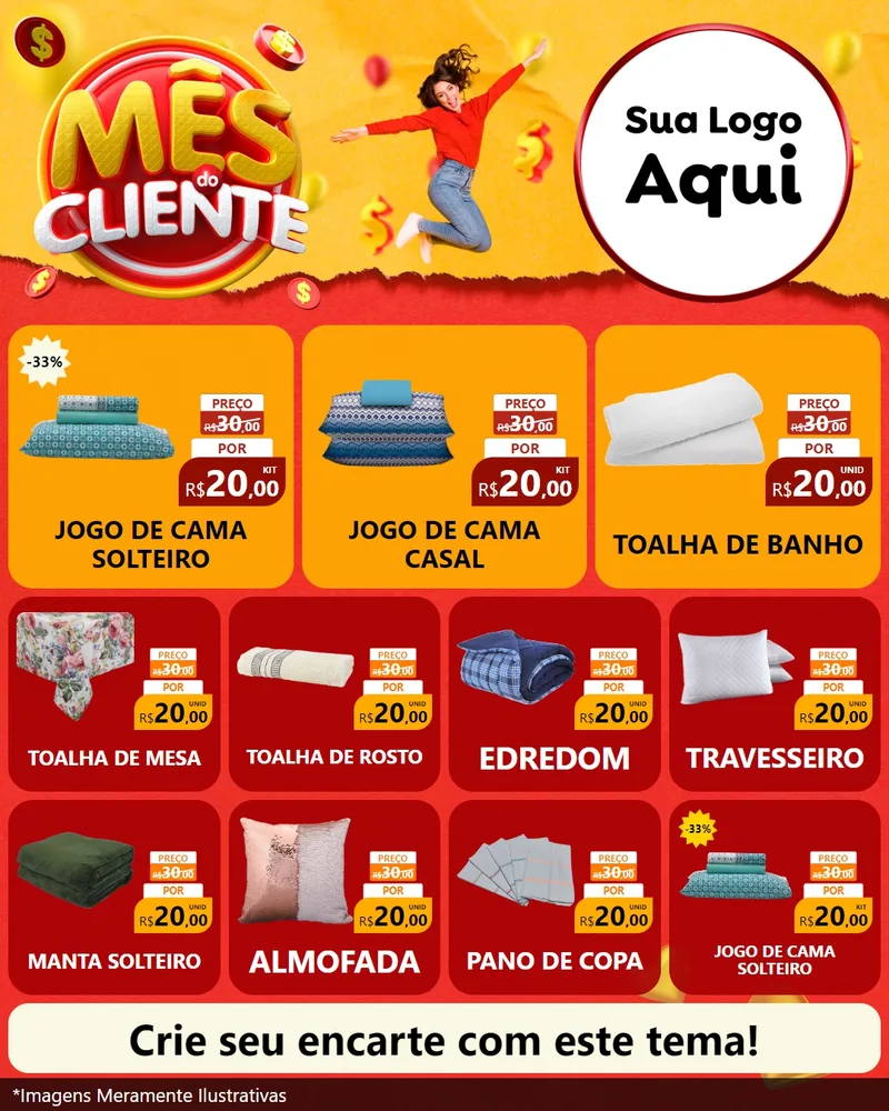 Modelo de Rede Social para Feed Instagram com o tema Mês do Cliente para Cama, Mesa e Banho