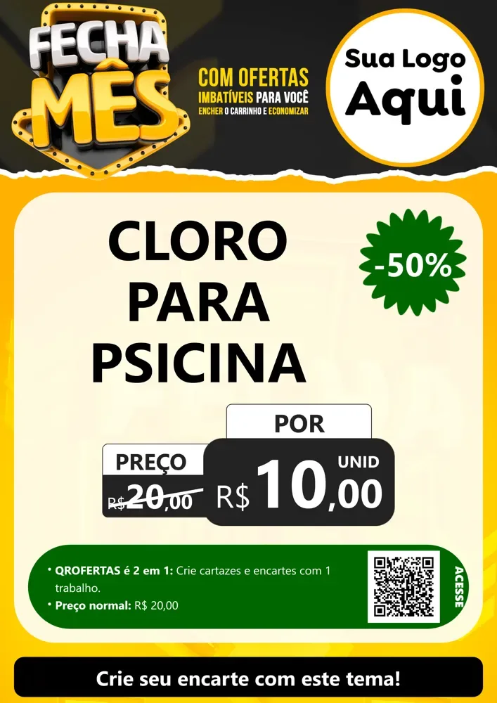 Modelo de Cartaz para Cartaz A4 Vertical com o tema Fecha Mês para Produtos para Piscina