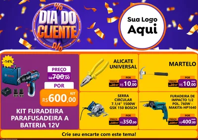 Modelo de Encarte para Encarte A4 Horizontal com o tema Dia do Cliente para Maquinas e Ferramentas