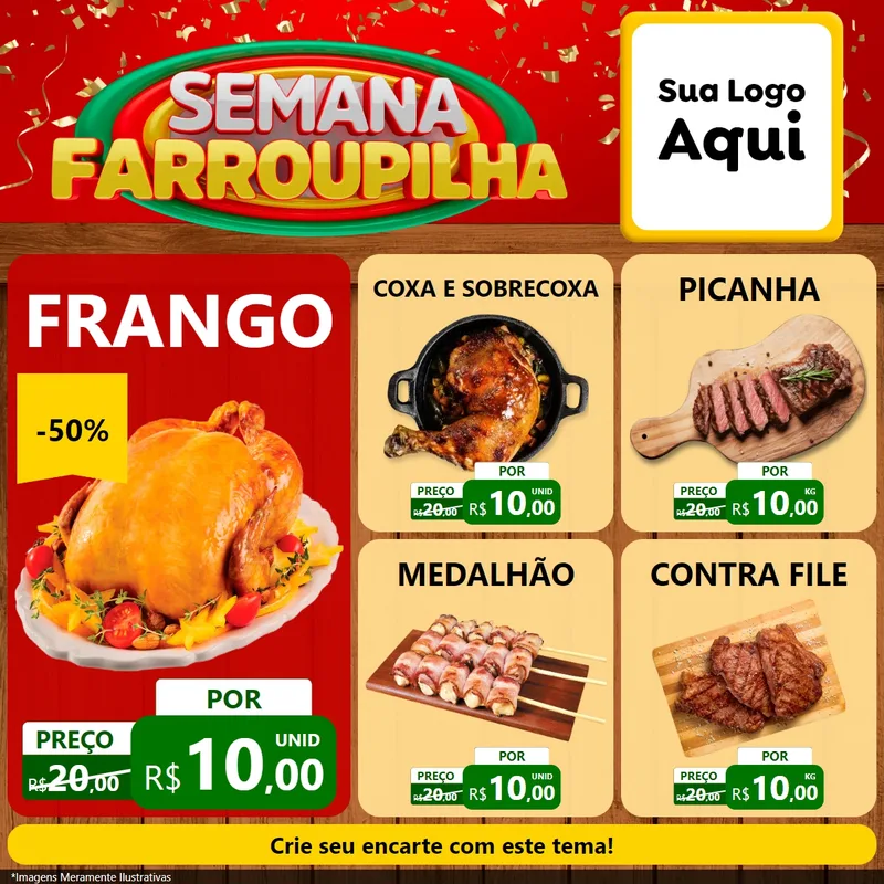 Modelo de Rede Social para Feed Facebook com o tema Semana Farroupilha para Assados