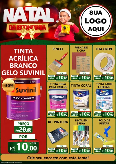 Modelo de Encarte para Encarte A4 Vertical com o tema Natal da Economia para Tintas e Ferramentas