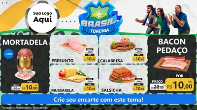 Modelo de TV para TV Horizontal com o tema Brasil Torcida - Copa para Frios e Laticínios