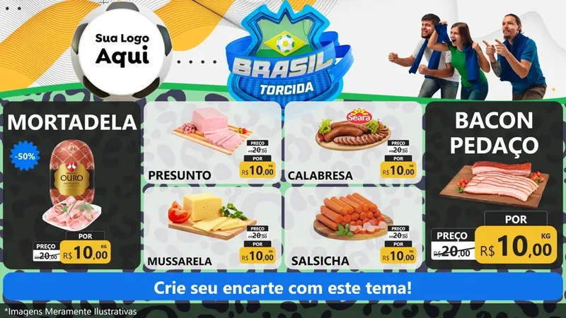 Modelo de TV para TV Horizontal com o tema Brasil Torcida - Copa para Frios e Laticínios