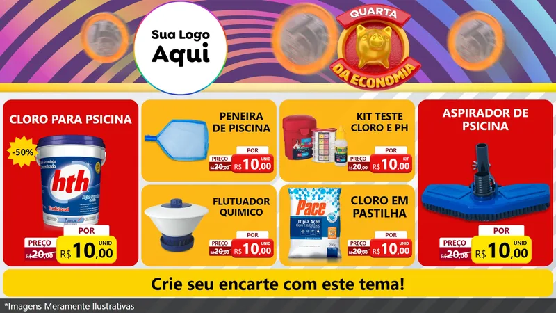 Modelo de TV para TV Horizontal com o tema Quarta da Economia para Produtos para Piscina