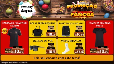 Modelo de TV para TV Horizontal com o tema Promoção Páscoa para Roupas e acessórios