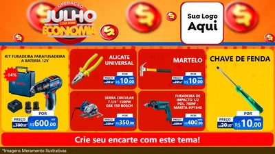 Modelo de TV para TV Horizontal com o tema Operação Julho Com Mais Economia para Maquinas e Ferramentas
