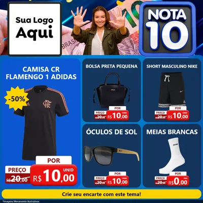 Modelo de Rede Social para Feed Facebook com o tema Nota 10 para Roupas e acessórios