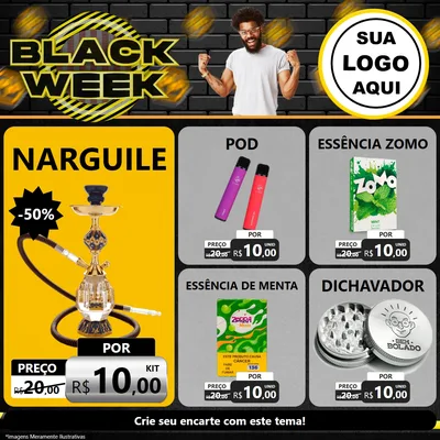 Modelo de Rede Social para Feed Facebook com o tema Black Week para Tabacaria