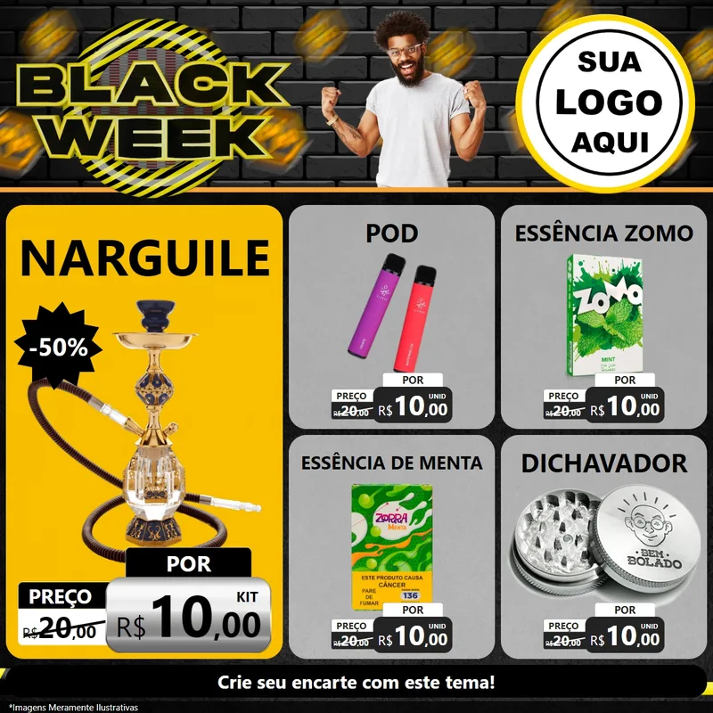 Modelo de Rede Social para Feed Facebook com o tema Black Week para Tabacaria