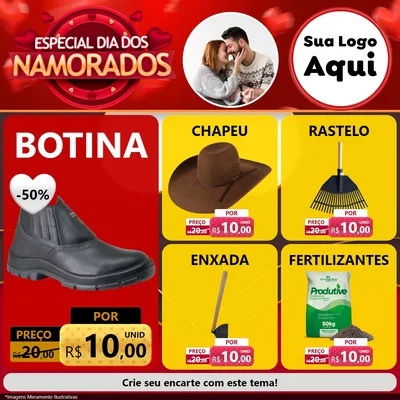 Modelo de Rede Social para Feed Facebook com o tema Especial Dia Dos Namorados para Agropecuária