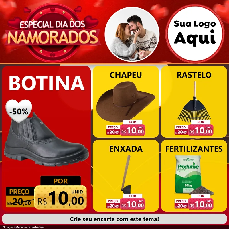 Modelo de Rede Social para Feed Facebook com o tema Especial Dia Dos Namorados para Agropecuária