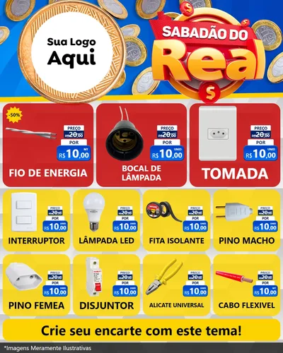 Modelo de Rede Social para Feed Instagram com o tema Sabadão do Real para Materiais Elétricos