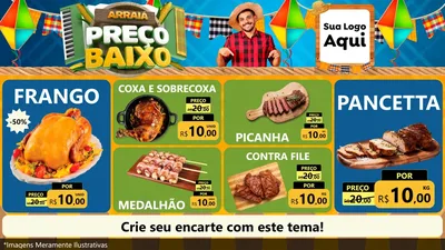 Modelo de TV para TV Horizontal com o tema Arraiá de Preço Baixo - Junina para Assados