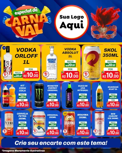 Modelo de Rede Social para Feed Instagram com o tema Especial de Carnaval para Distribuidora de bebidas