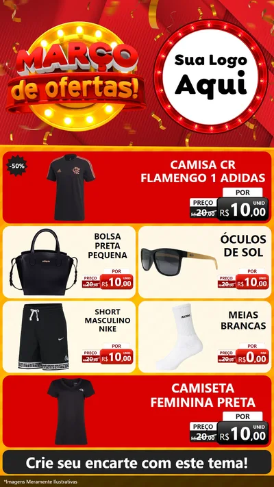 Modelo de TV para TV Vertical com o tema Março de Ofertas! para Roupas e acessórios