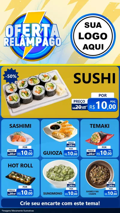 Modelo de Rede Social para Stories com o tema Oferta Relâmpago para Comida japonesa