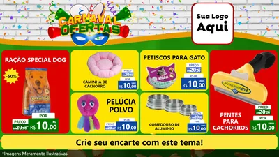 Modelo de TV para TV Horizontal com o tema Carnaval de Ofertas para Pet Shop