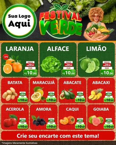 Modelo de Rede Social para Feed Instagram com o tema Festival Verde para Hortifrúti