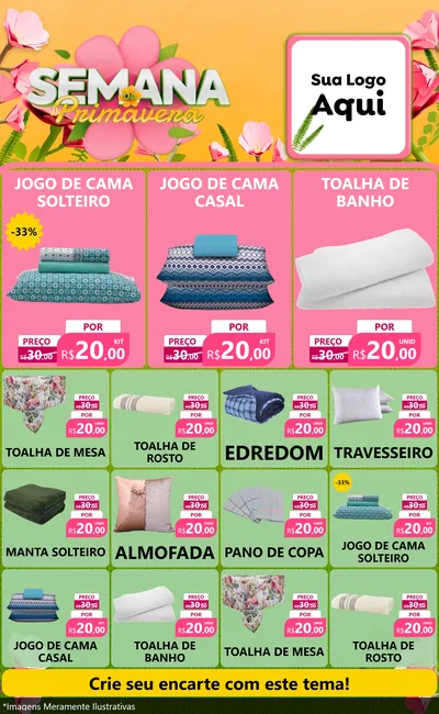 Modelo de Encarte para Encarte Grande com o tema Semana da Primavera para Cama, Mesa e Banho