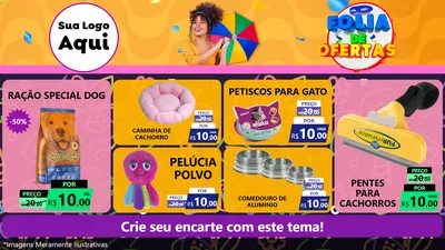 Modelo de TV para TV Horizontal com o tema Folia de Ofertas para Pet Shop