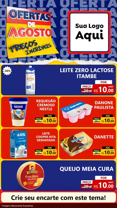 Modelo de TV para TV Vertical com o tema Ofertas de Agosto - Preços Incríveis para Frios e Laticínios
