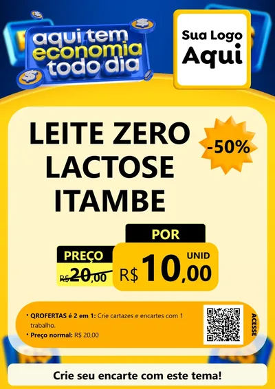 Modelo de Cartaz para Cartaz A4 Vertical com o tema Aqui Tem Economia Todo Dia para Frios e Laticínios