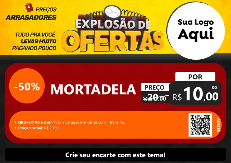Modelo de Cartaz para Cartaz A4 Horizontal com o tema Explosão de Ofertas para Frios e Laticínios
