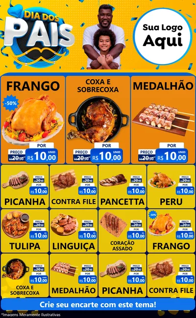 Modelo de Encarte para Encarte Grande com o tema Dia dos Pais para Assados