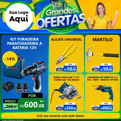 Modelo de Rede Social para Feed Facebook com o tema Grandes Ofertas para Maquinas e Ferramentas
