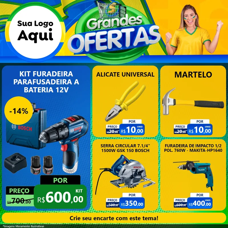 Modelo de Rede Social para Feed Facebook com o tema Grandes Ofertas para Maquinas e Ferramentas