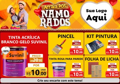 Modelo de Encarte para Encarte A4 Horizontal com o tema Arraiá dos Namorados para Tintas e Ferramentas