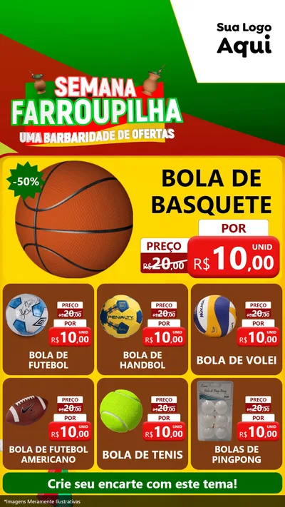 Modelo de Rede Social para Stories com o tema Semana Farroupilha - Uma Barbaridade de Ofertas para Artigos Esportivos