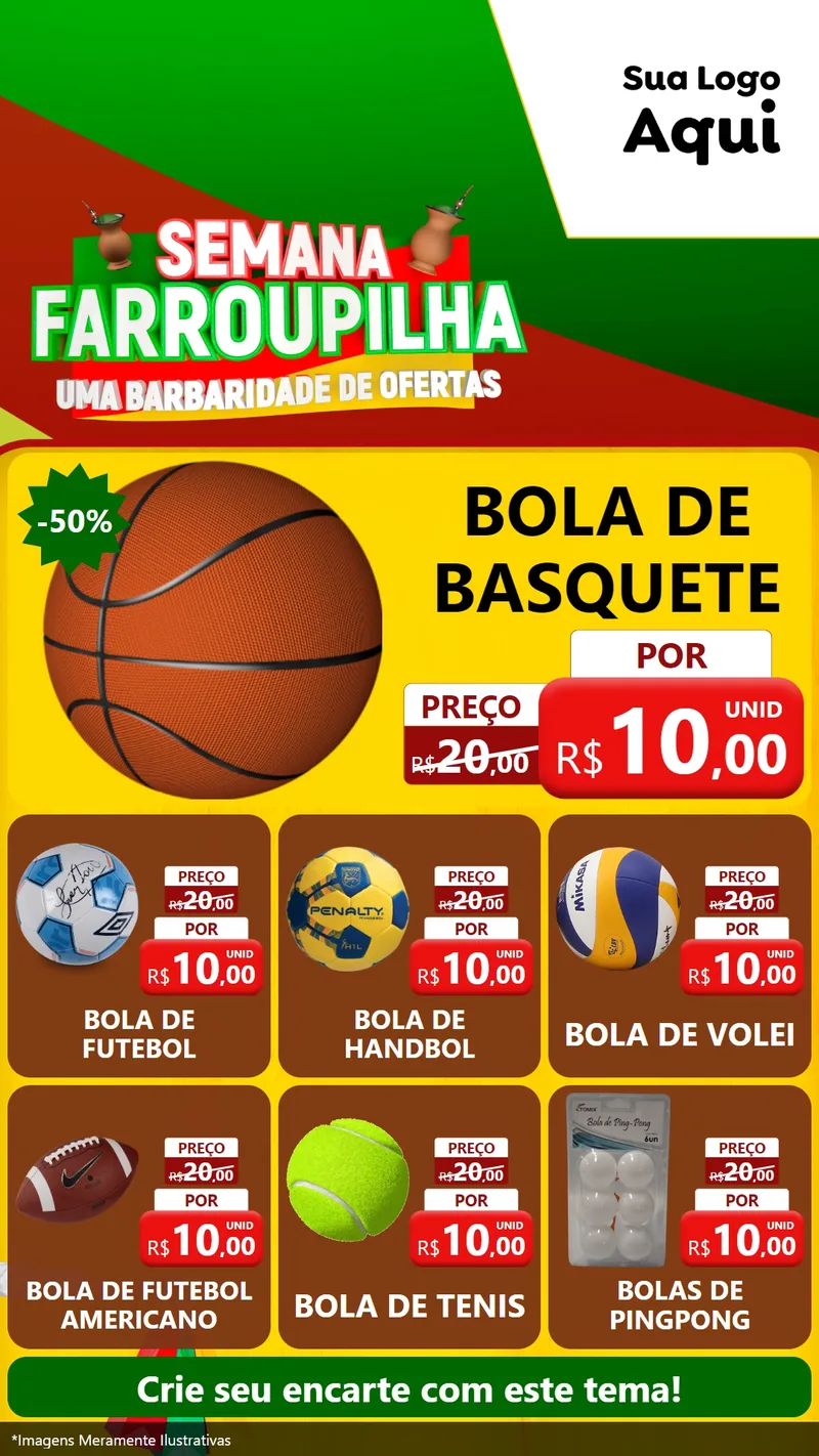 Modelo de Rede Social para Stories com o tema Semana Farroupilha - Uma Barbaridade de Ofertas para Artigos Esportivos