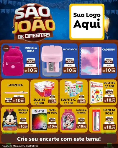 Modelo de Rede Social para Feed Instagram com o tema São João Ofertas Imbatíveis! - Junina para Papelaria