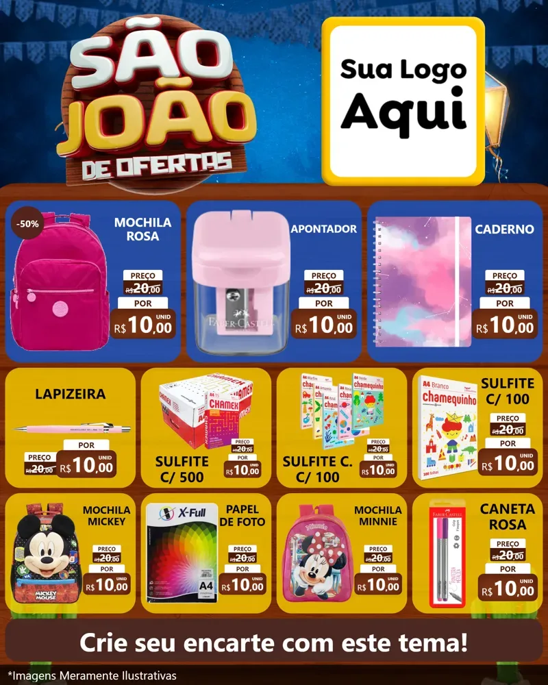 Modelo de Rede Social para Feed Instagram com o tema São João Ofertas Imbatíveis! - Junina para Papelaria