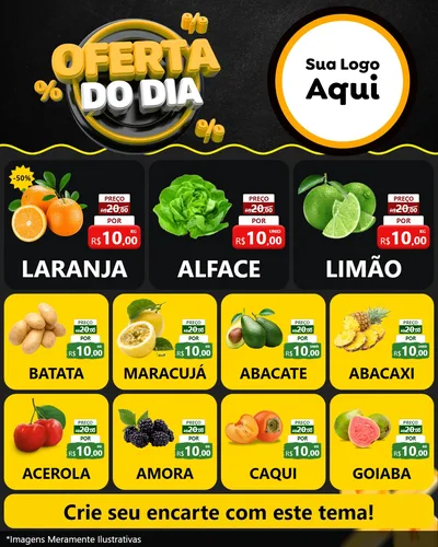 Modelo de Rede Social para Feed Instagram com o tema Oferta Do Dia para Hortifrúti